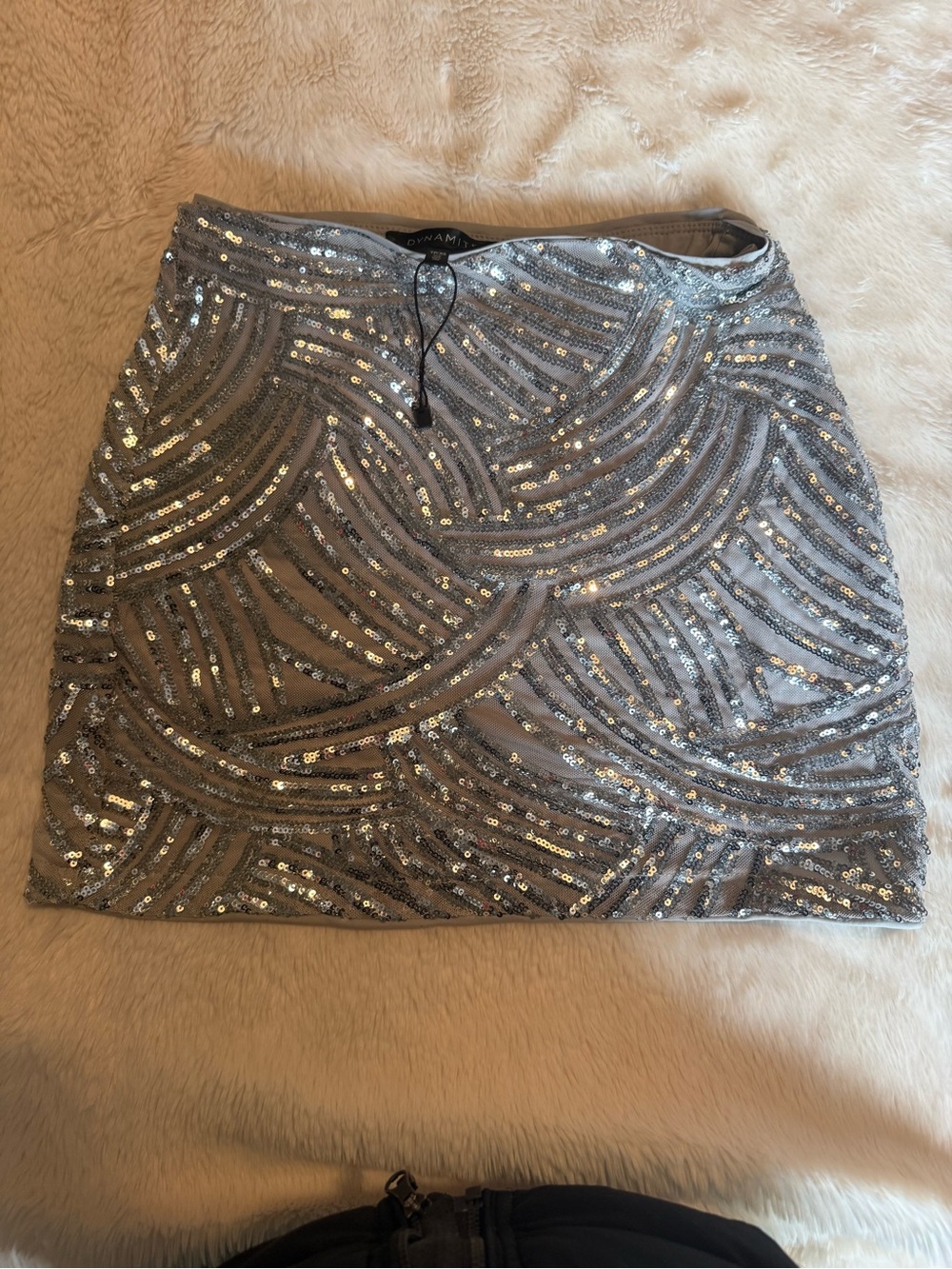 Dynamite Party-Ready Silver Sequin Mini Skirt